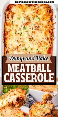 This Dump and Bake Meatball Casserole requires just 5 ingredients and no boiling the pasta first! With minimal prep, you will have a hearty and cheese pasta and meatball bake the whole family will love.