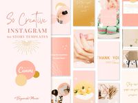 Instagram Story templates for Canva. They are bright and happy boho style and can be customized in Free Canva. They are meant to help you make creative content on social media. The templates are great for fashion, lifestyle, creative business, coach, entrepreneur or small business. They are designed for Instagram stories, but can also be used for creating content on your webshop or blog. The templates are highly customizable and you can use them for many different variations of stories.  FREE Canva Guide included. SO CREATIVE COLLECTION The templates are part of a larger collection called SO CREATIVE. They all use the same colours, graphical elements and fonts. The collection consists of templates for: Instagram Posts, Instagram Stories, Instagram Highlights, Branding/Logo, Banner and list