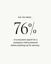 Did you know this statistic?! This is exactly why having a strong online presence is imperative to your business growing. It isn't just social media nowadays... it's a well designed website, presence on podcasts, backlinks to well known publications, and so much more. So what are you waiting for? Whether you hire us or someone else, make sure you're hiring someone who has a well established past of creating an online presence for businesses. It's important 😉