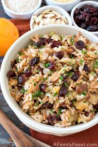 Sweet-tart dried cranberries and fresh orange zest add delicious, bright flavors to our Cranberry Rice Pilaf.