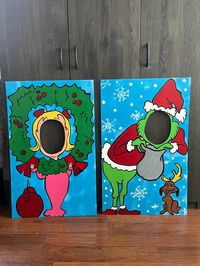 Visit my Instagram for up to 20% Savings! @creativchickshop This listing is for 2 separate boards, the price covers both boards. It is $85 for the pair. These photo props have been hand painted on sturdy 30x20 inch foam board and are perfect for hand held photo ops and selfies! These can be personalized with company or family names or the name of your event.