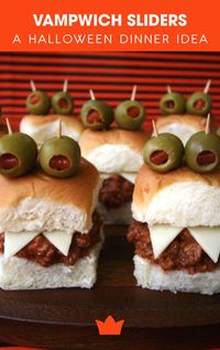 Celebrate Halloween with these spooky Vampwich sliders. Make this sloppy joe sandwich recipe, add to King’s Hawaiian Sweet Rolls, take cheese for the teeth, and olives for the eyes. These sliders are great to serve kids after trick or treating or to friends at your Halloween party. Follow the link for the full slider sandwich recipe on Hawaiian rolls.