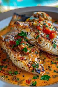 Savor the delicious Red Snapper topped with a rich, creamy Creole sauce. A perfect blend of flavors for a satisfying meal! #SeafoodRecipes #CreoleCuisine #SeafoodRecipes #RedSnapper #CreamyCreoleSauce #DinnerIdeas #CreoleCuisine #FishRecipes #FlavorfulMeals #ComfortFood #EasyRecipes #GourmetMeals #HomeCooking #DeliciousDinner #SavoryDishes #HealthyEating #FoodieFavorites