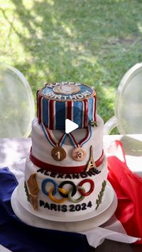 Marie-Charlotte Wood Joly on Instagram: "His birthday cake 🎂 

#homemadebirthdaycake #gateaujeuxolympiques2024 #olympicgames2024paris #olympicgames2024cake #glutenfreebaking #madewithlove #mamantaime #happybirthdaymylove #wehaveateenagerinthehouse #olympicgames2024birthday #teamwork #merci @jade_lepers"