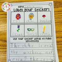 Kimberly Jordano | Stickers are a great way to engage your kindergarten writers! Label your stickers are in my literacy centers this week. . #kinderwriting… | Instagram