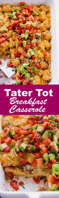 Breakfast is the most important meal of the day, so start it off right with a cheesy and delicious Tater Tot Breakfast Casserole that will get your motor running. #tatertotbreakfastcasserole #breakfastcasserole #casserole #breakfast #tatertot #easymeals #toppinned #theFoodCafe #lunch #dinner #casserolemeals #cooking #recipes