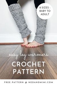 These easy crochet leg warmers are super cozy, and so quick to work up! This pattern is written for 8 sizes, from Baby up to Adult Large, so you can whip up a pair of crochet leg warmers for everyone in your family! Each leg warmer is a simple rectangle worked in one piece, with a lovely knit-look ribbing at the top and bottom.