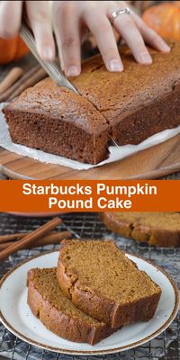 This recipe tastes just like Starbucks Pumpkin Pound Cake - takes 15 minutes to prep, you will want to share this with friends and family! Can be made in muffin, mini muffin or mini loaf pans. #pumpkinbread #starbuckspumpkinbread #pumpkinloaf #pumpkinpoundcake