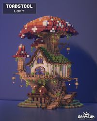 A tall mushroom house design for Minecraft. Download my builds on Patreon !