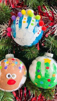 Deena Keller on Instagram: "Handprint Ornaments 🎄 follow @abcdeelearning for more kids ideas! Comment DIY to get all the details sent to your messages"