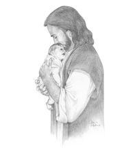 Snuggling Infant with Jesus | Jean Keaton artist