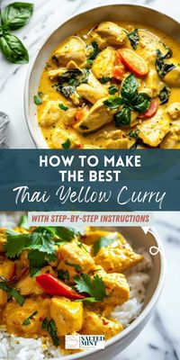 Dinner's easy with our 30-minute Thai Yellow Curry. Whether you use chicken breast or thighs, you'll end up with a meal that's flavorful but not too spicy. It's perfect for a quick, tasty dinner after a long day. Grab the recipe with a click and start cooking!