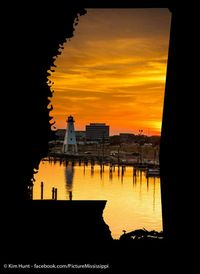 Picture Mississippi - photography by Kim Hunt FB post from 12/8/2014. "Mississippi map outline filled with a golden sunset at Gulfport harbor."