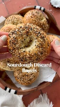 A delicious recipe for Sourdough Discard Bagels! Recipe: https://www.thisjess.com/sourdough-discard-bagels/