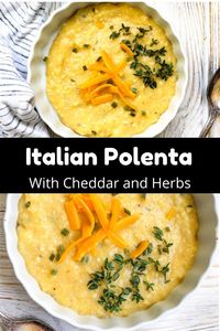 This polenta is cooked in the Instant Pot for a hands-off, easy way to make a delicious classic! Stir in cheddar cheese and herbs at the end for a flavorful twist.