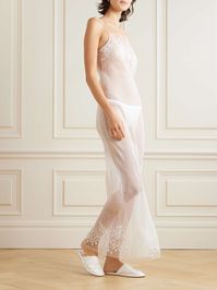 CARINE GILSON Lace-trimmed silk-satin nightdress