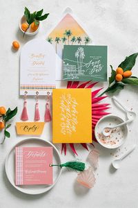 Palm springs inspired wedding invitation suite