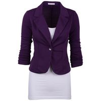 Aulin Collection Women's Casual Work Solid Color Knit Blazer Size: L.  Color: Purple.  Gender: female.  Age Group: adult.