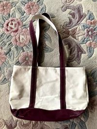 LL Bean Boat And Tote Zip Top Vintage USA Long Handles | eBay