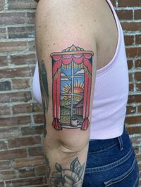 Color traditional style window tattoo