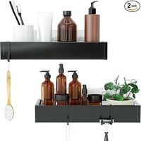 Amazon.com: Roseyat Shower Caddy, Adhesive Organizer With Hooks, Shelves for Inside Shower, No Drilling Rack Holder, Storage For Bathroom, Kitchen Spice Rack-2 Pack Black : Home & Kitchen