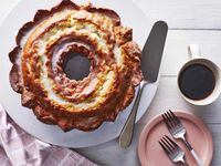 This oversized “donut” will be the hit of any brunch gathering. Or, when topped with candles, it makes a fun and clever surprise for a donut-loving birthday boy or girl.