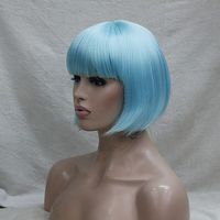 quality synthetic hair light blue anime cosplay costume short bob wig Halloween