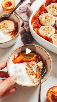 MINIMALIST BAKER on Instagram: "Our NEW Easy Peach Cobbler is a summer dessert you're going to LOVE! 🍑 🧈 Just 10 INGREDIENTS required! Serve this up with some vegan vanilla ice cream and...game over. 🍦😍⁠ ⁠ Tap the link in our bio for the recipe!⁠ ⁠ • • • • • #peaches #peach #peachrecipes #peachcobbler #veganpeachcobbler #peachcobblerrecipe #cobblerrecipe #glutenfreedesserts #vegandesserts #minimalistbaker #vegan #veganrecipes #dairyfree #dairyfreerecipes #glutenfree #glutenfreerecipes"