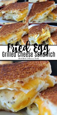 Fried Egg Grilled Cheese Sandwich is made with two fried eggs, two types of cheese all grilled between two slices of Texas toast. #sandwiches #grilledcheesesandwich #breakfastrecipes #homemade #greatgrubdelicioustreats