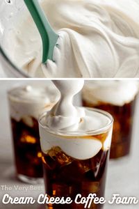 This cream cheese coffee foam is whipped silky smooth! You can make this dreamy iced coffee topping in less than 10 minutes with just 3 ingredients. This can easily be made sweetened, unsweetened, low carb and keto! Homemade Starbucks with adding any of these flavored syrups to the iced coffee base before topping it with cream cheese foam. All of these flavors are so decadent with cream cheese. *Pumpkin Spice *Vanilla *Caramel & Salted Caramel *Mocha & Chocolate *Cinnamon Horchata *Matcha