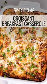 *NEW* This make-ahead croissant breakfast casserole is rich, buttery, and cheesy. Layered with toasted croissants, Italian sausage, green onions, and Gruyère.