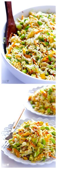 Crunchy Asian Ramen Noodle Salad -- ready to go in 10 min, and modernized with fresher ingredients! gimmesomeoven.com #salad #vegetarian