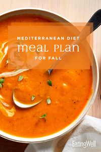 This 7-day Mediterranean diet meal plan for fall features the best flavors of the season, packaged up in easy-to-follow recipes you crave this time of year—think hearty curry, creamy soups and cheesy casseroles. #mealplan #mealprep #healthymealplans #mealplanning #mealplanideas #healthyrecipes