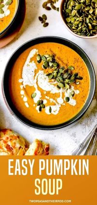 This easy, delicious, and creamy Pumpkin Soup is filled with fresh flavors and warm spices. It is the perfect soup for a quick and easy fall meal or a great addition to any holiday menu.