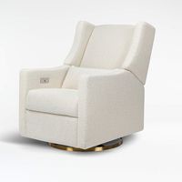 Babyletto Kiwi Ivory Boucle Nursery Power Recliner Chair with Gold Base + Reviews | Crate and Barrel