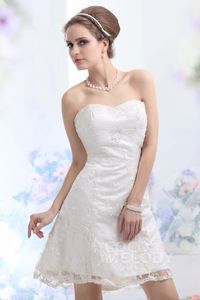 A-Line Short-Mini Lace Sleeveless Wedding Dress CWZK13004 | Cocomelody