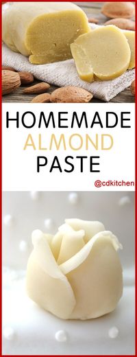 Old Fashioned Homemade Almond Paste - Recipe is made with sugar, almonds, lemon juice, water | CDKitchen.com