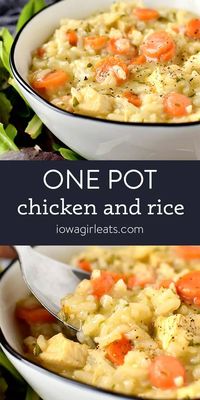 One-Pot Chicken and Rice is part soup, part risotto, and wholly comforting. Your family will ask for this easy yet irresistable gluten free dinner recipe again and again. iowagirleats.com keywords: chicken recipes, chicken breast recipes, dinner recipes, dinner ideas, gluten free recipes, gluten free dinner recipes, gluten free dinner ideas