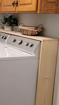 wood shelf over laundry unit