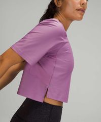 Lululemon Mesh Back Cropped Train T-Shirt - Wisteria Purple - lulu fanatics