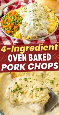 These 4 Ingredient Oven Baked Pork Chops come together quickly, smothered in a creamy mushroom-ranch sauce that's pure deliciousness over mashed potatoes or rice. It's a fast, flavor-packed meal for busy weeknights that your family will ask for again and again.