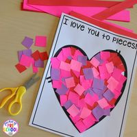 Candy Heart Pattern FREEBIE plus all my favorite Valentine's Day themed writing, math, fine motor, sensory, literacy, and science activities for preschool and kindergarten.