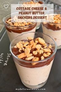 Get ready to enjoy this Cottage Cheese & Peanut Butter Snickers Dessert. It's a high protein, creamy, and easy dessert recipe made from simple ingredients you already have in your kitchen. This simple recipe combines cottage cheese, creamy peanut butter, honey, and a touch of chocolate and peanuts for a delightful treat.