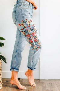 Wildflower Embroidered Denim Jeans