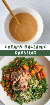 Vegan Creamy Balsamic Dressing is made with healthy ingredients and is one of the best-tasting dressing recipes out there! It goes perfectly with veggie bowls and salads. Plus, it's dairy-free, oil-free, and gluten-free.