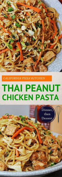 California Pizza Kitchen Copycat Thai Chicken Pasta is full of chicken, vegetables, and a honey-peanut sauce full of umami. Easy to make at home, put the take-out menus away!