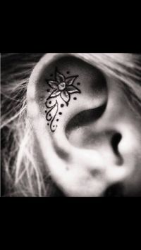 Ear tattoo but with peircing BodyArt*Hair | tattoos picture ear tattoos