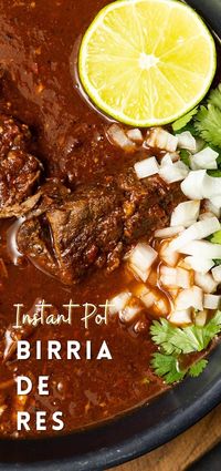 Instant Pot Birria makes fast work of the complex, rich, flavourful Mexican stewed or braised meat that is Birria. While traditional birria is made with goat marinated and then simmered for hours, our version of “birria de res” is done in a fraction of the time and made with more readily available beef.