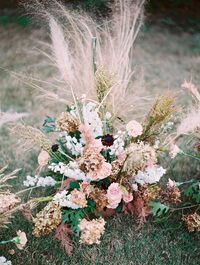 pampas grass wedding ceremony backdrop