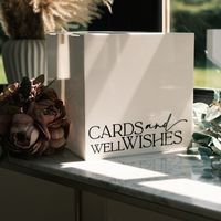 Cards and Well Wishes Box Acrylic Wedding Card Box, Thank You Wedding Cards Box,  Here at inketch we provide a stunning range of luxury wedding signs and wedding decor in a variety of colours, 3-5 day turn around time. Available in stock, shop now! Each of our thank you card box is 3mm thick for added durability. The size of the cards and well wishes box is 25cm. Our box for Wedding cards are precisely crafted using our engraving machine for a clean and perfect finish. We use vinyl for the for w